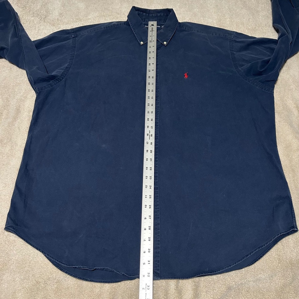 Ralph Lauren Blake Button Down Shirt Mens XL Navy Blue Cotton Long Sleeve Pony - Picture 6 of 8